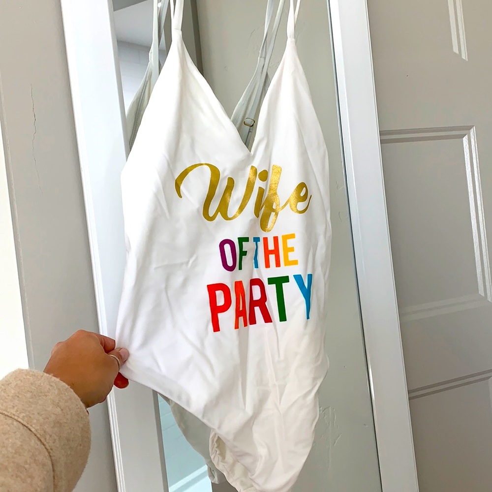 Show my your mumu “Wife of the Party” one piece bathing suit